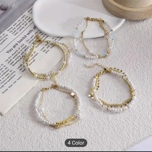 🤍🤍NEW🤍🤍 PRETTY!! Double Layer MiniFreshwater Pearl and Gold Beading Bracelet